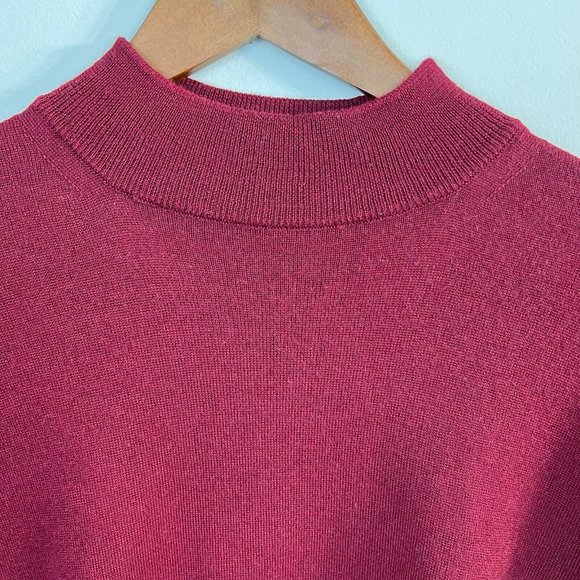 Alan Stuart Sweater Mens Large Mock Neck Maroon Merino Wool Long Sleeve Italy L - Picture 2 of 8